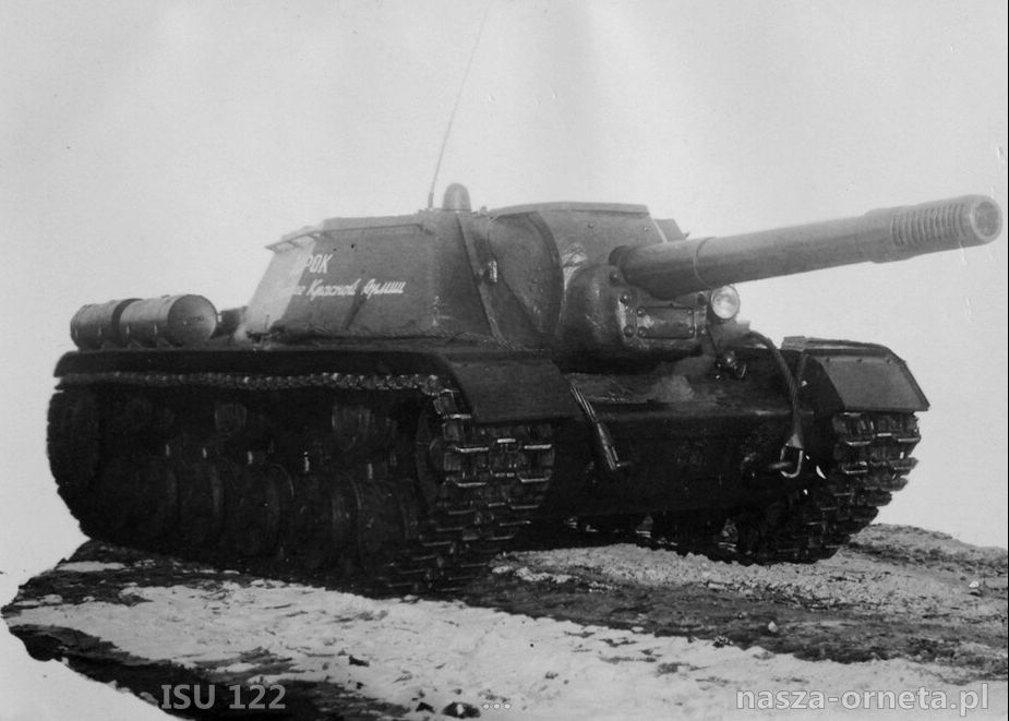 Sowieckie ciężkie działo samobieżne ISU-122 które były na wyposażeniu 342 Pułku Ciężkiej Artylerii Samobieżnej Gwardii